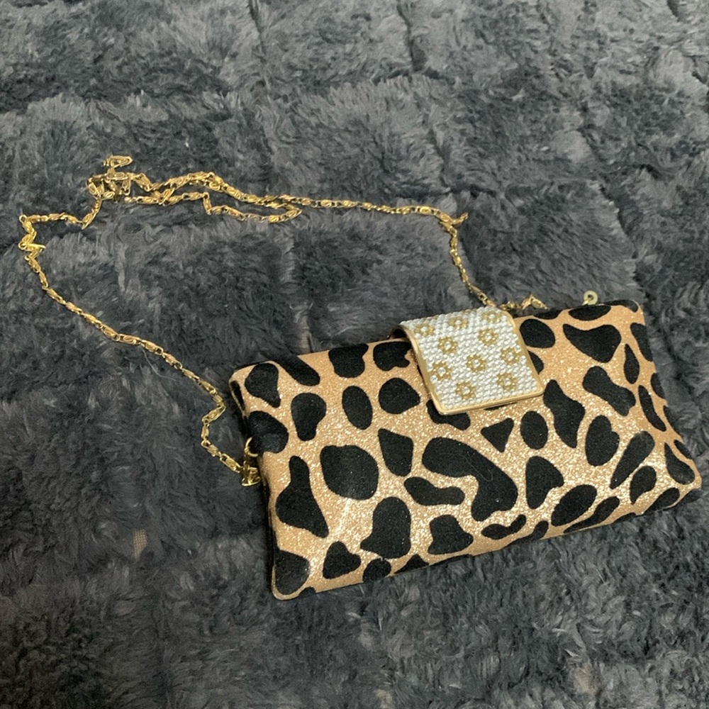 Women’s shoulder bag glitter leopard print
